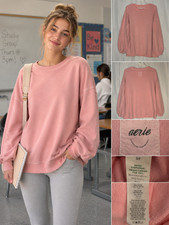 Aerie Women’s S Petal Pink Oversized Crewneck Sweatshirt Cozy Lounge Cotton picture