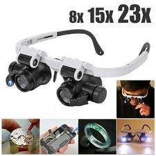 Headband Magnifier 8X 15X 23X Magnifying Glass 2LED Loupe Jeweler Watch Repair picture