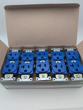 10Pk Leviton 5352-BU 20A, 125V Industrial Heavy Duty Grade, Blue Duplex Outlets picture