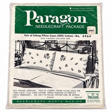 Vintage Paragon Embroidery Kit Pair Tubing Pillowcases 100% Cotton  Sealed #0964 picture