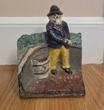 Antique Rare Cast Iron Catboat Fisherman Sea Captain Doorstop Bookend picture