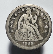 1856-O Seated Liberty Dime – Fine Details – New Orleans Mint – 90% Silver -1782 picture
