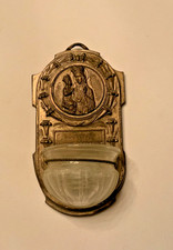 St. Anne De Beaupre Holy Water Font Souvenir Holding The Child Mary  Metal Glass picture