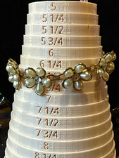 Coro Signed Gold Tone Flower Link Bracelet Faux Pearl Rhinestone, 7in picture