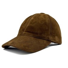 Handmade Real Men’sl Suede Leather Baseball Cap Adjustable Dad Hat picture