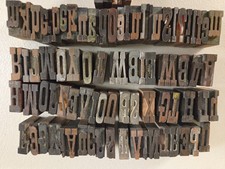 Vintage Wood Letterpress Printing Blocks 84 Pc Letters Printer Type Mixed Lot picture