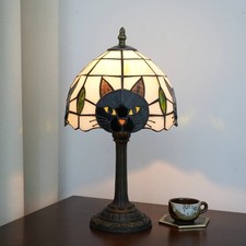Tiffany Style Black Cat Stained Glass Table Lamp Cute Small Quirky Table Lamp Be picture