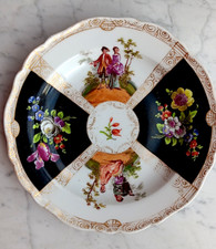 1880 to 1916 Antique Richard Klemm Dresden Watteau Quatrefoil Dessert Plate picture