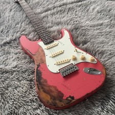 no logo S-T electric guitar pink aged Rounded fret Edge stainless Fret bone nut picture