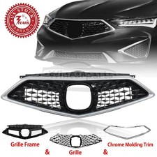 3PCS Front Bumper Grille W/ Grill Frame Chrome Molding Kit For 2019-22 Acura ILX picture