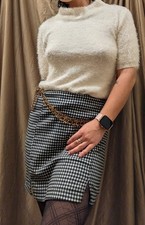 She+Sky Crop Sleeve White Soft Fuzzy Sweater Size M picture