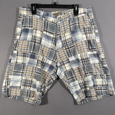 Siegfried Vintage Patchwork Madras Plaid Shorts Mens 36 Blue Mix Cotton picture