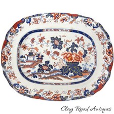 Antique c1840 Minton Amherst Japan Stone China Imari Large Platter vibrant color picture