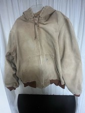 Men’s Vintage 90s Distressed Carhartt Hooded Jacket LG/XL picture