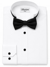 Berlioni Italy Men's Premium Formal Tuxedo Shirt Wing Tip + Bow Tie picture