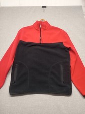 Q&A Brand Fleece Sweater Women's Size Medium Black & Red 1/4 Size VINTAGE picture