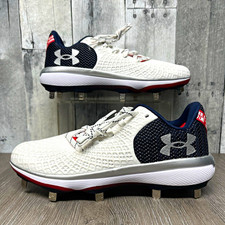 Under Armour Women’s Glyde 2 MT LE Softball Cleats White/Navy/Red US 8 picture