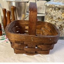 Vintage split oak primitive country basket great size country kitchen basket picture