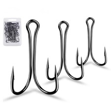 30 Classic Double Fishing Hook Carbon Steel Durable Toad Frog Hook 9908 2/0-4/0 picture