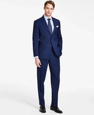 $395 Nautica Mens Blue Birdseye Modern Fit Bi Stretch Suit 48 R 42 x 32 ase1826b picture