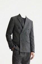 H&M Men's Dark Gray Melange Double-Breasted Jacket 40R New w/ tags picture