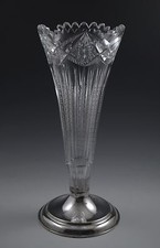 ABP AMERICAN BRILLIANT CUT GLASS HAWKES BRUNSWICK TRUMPET VASE 10.1/2