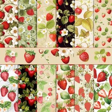 24 Sheets Vintage Strawberry Scrapbook Paper 12'' x 12'' Strawberry Pattern Pad picture