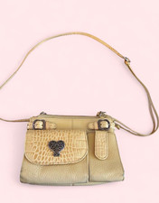 Brighton Leather Enchanted Heart  Yellow Crocodile Organizer Crossbody Bag picture