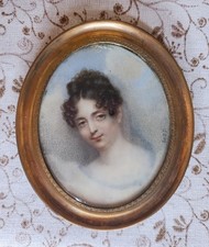 Antique Vintage Miniature Portrait Painting - Mourning Memento Mori - 1825 picture