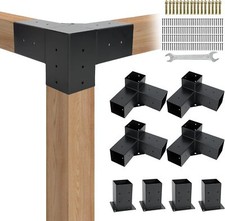 4 Pack 3-Way Pergola Brackets Kit Corner Bracket/Gazebo Kit Post Base picture