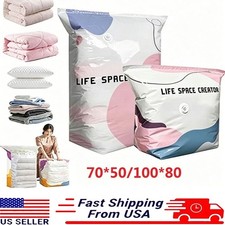 No-Pump Vacuum Storage Bags Large Cube Space Saver Compression Bags New Us picture