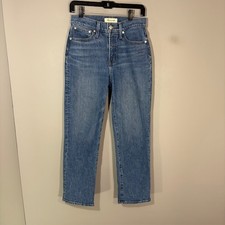 Madewell The Perfect Vintage Straight Jeans Womens 26P Blue Med Wash Denim picture