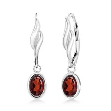 1.74 Ct Oval Red Garnet 925 Sterling Silver Earrings picture