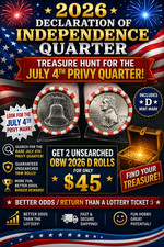 2026 D DECLARATION of INDEPENDENCE Quarter Rolls- Get 2 Rolls-July 4th Privy?? picture