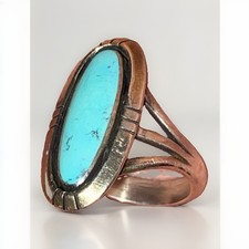 Vintage Native American Zuni Turquoise Cluster Ring Size 7 Navajo picture