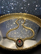 Vintage 1928 Jewelry Victorian Revival Black Red Statement Necklace Gold Tone picture