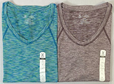 NEW Women's Xersion Anti Odor UPF 50 Quick Dri Performance V-Neck EVERAIR Shirt picture