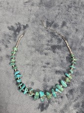 Vintage Native American necklace turquoise nuggets & white shell heishi beads picture