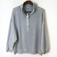 NWT Aerie Oh Snap Oversized Quarter Snap Sweatshirt Cloud Wash Blue Fleece XXL picture