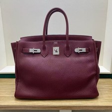 AUTH Hermes Birkin35 Rouge H Togo Leather Palladium Hardware Handbag rare picture