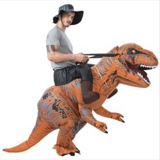 T-REX Dinosaur Rider Inflatable Dino Costume Outfit w/Batteries Fan Adult Size picture