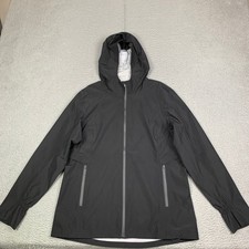 Athleta RainOut Traverse Jacket Womens Medium Black Rain Coat #413450 EUC picture