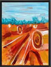 Rutenberg Original Abstract Hay Wheat Field Mixed Media Painting Canvas 9x12 038 picture