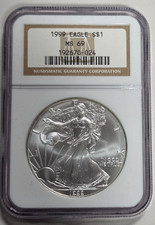 1999 AMERICAN SILVER EAGLE ASE $1 NGC MS69 (G953) picture
