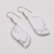 Natural Howlite Gemstone Handmade 925 Sterling Silver Jewelry Earring 2.05