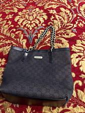 Authentic Gucci  Black Medium Tote Shoulder Chain Straps black  Lining picture