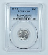 1949-S Roosevelt Dime Boston Collection MS65 PCGS Blue Label picture