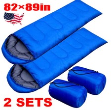 2× 4 Season Outdoor Camping Envelope Sleeping Bag Waterproof Warm Adult Hiking picture