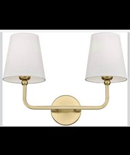 Metwet Modern Brushed Gold Double Wall Sconce Metal Shade Milk White E26 18.5