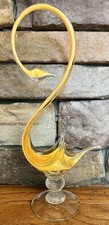 Vintage MCM European Hand-Blown Sommerso Studio Art Glass Abstract Chalet Swan picture